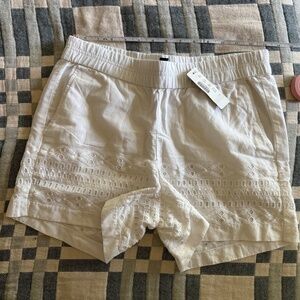 NWT J.CREW Embroidered Eyelet Pull-on shorts White size XS